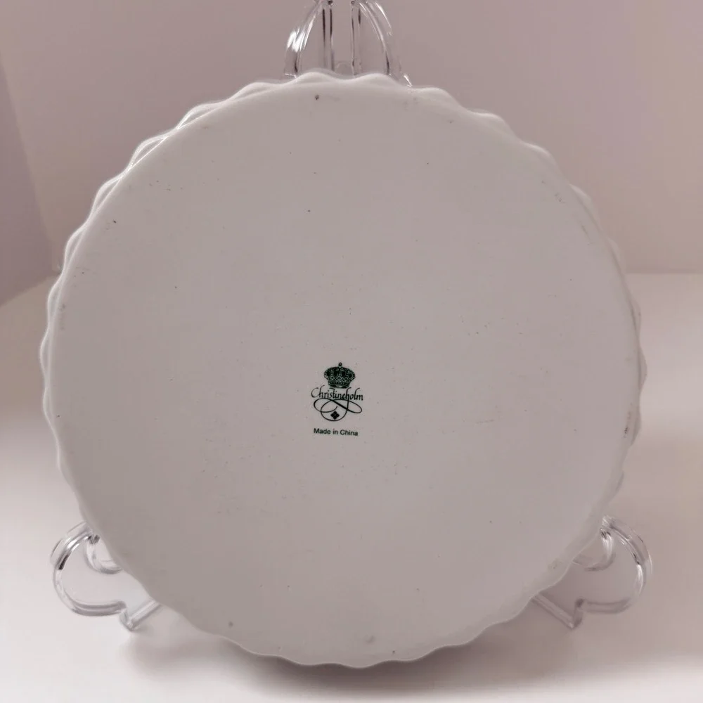 Christineholm Porcelain Tart Dish 9.5in Pink Rose Floral Fluted Quiche Pan